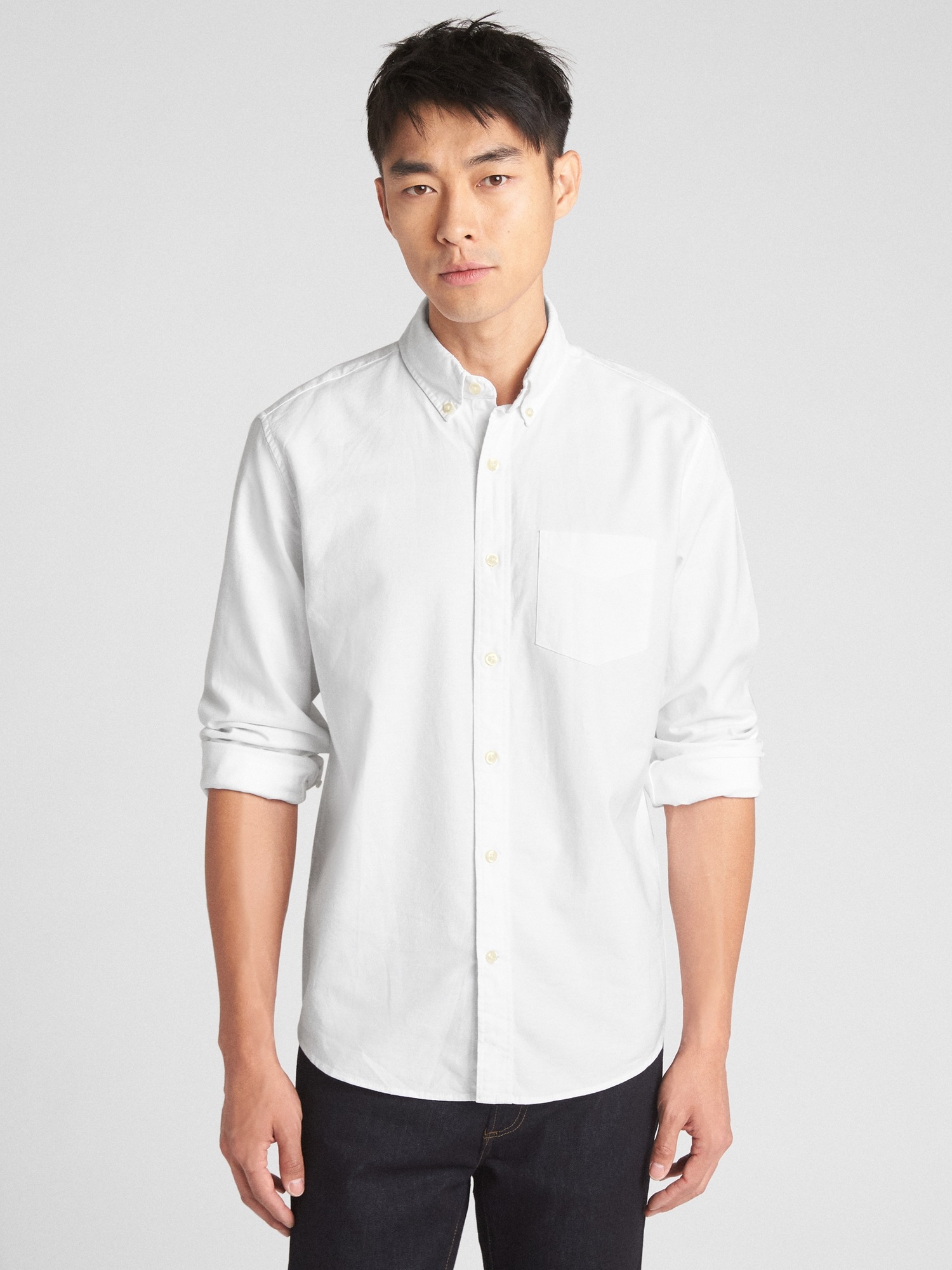 Stretch Oxford Shirt in Untucked Fit 