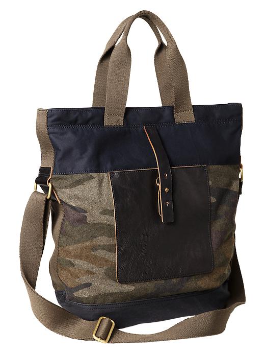 View large product image 1 of 1. Mixed media camo bag