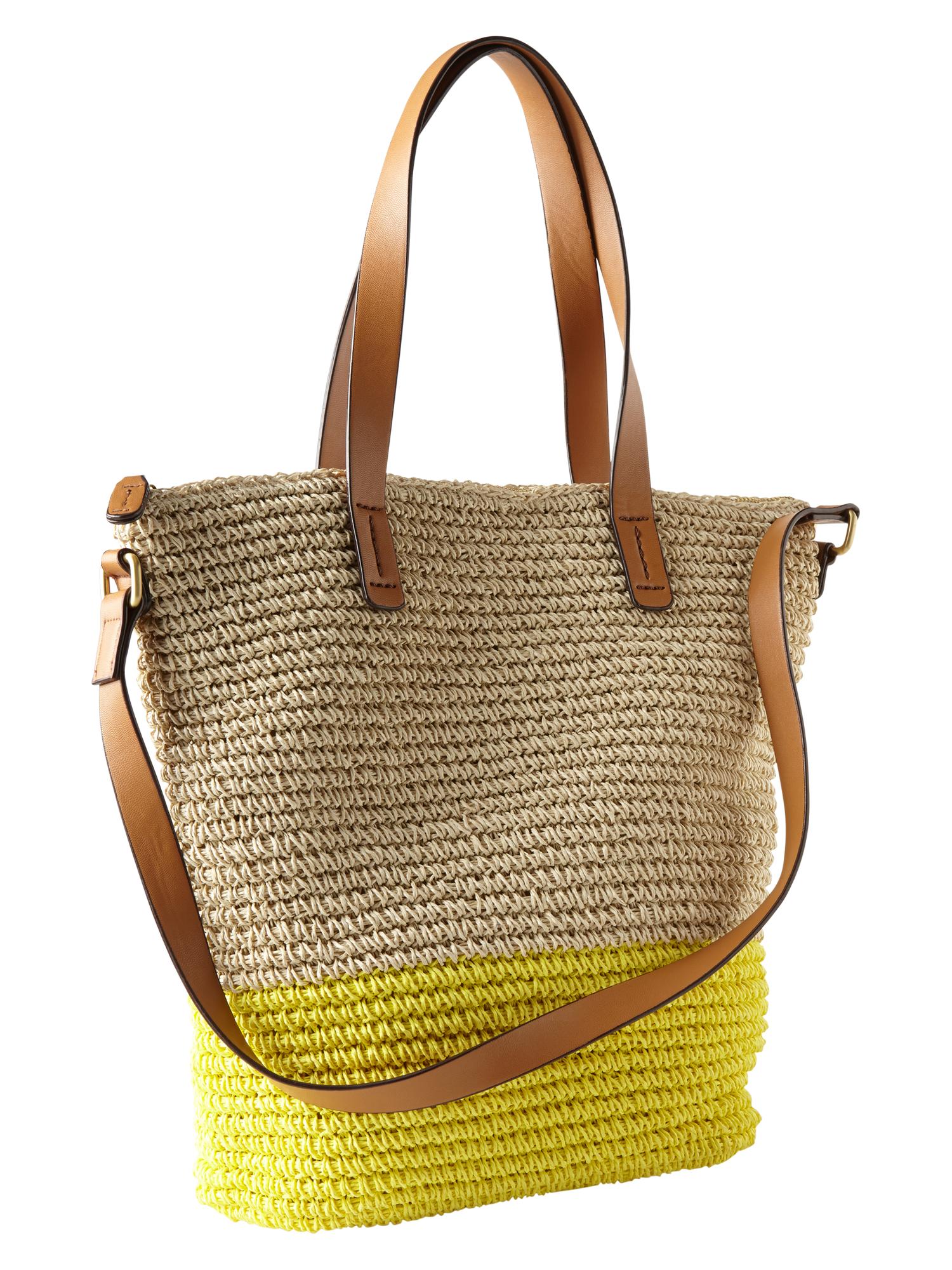 Colorblock straw tote Gap