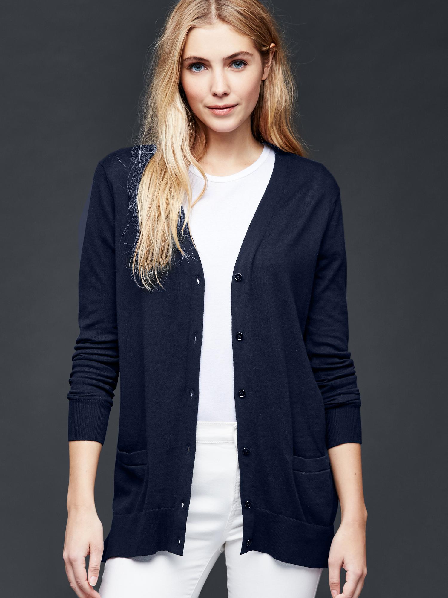 Cotton v cheap neck cardigan