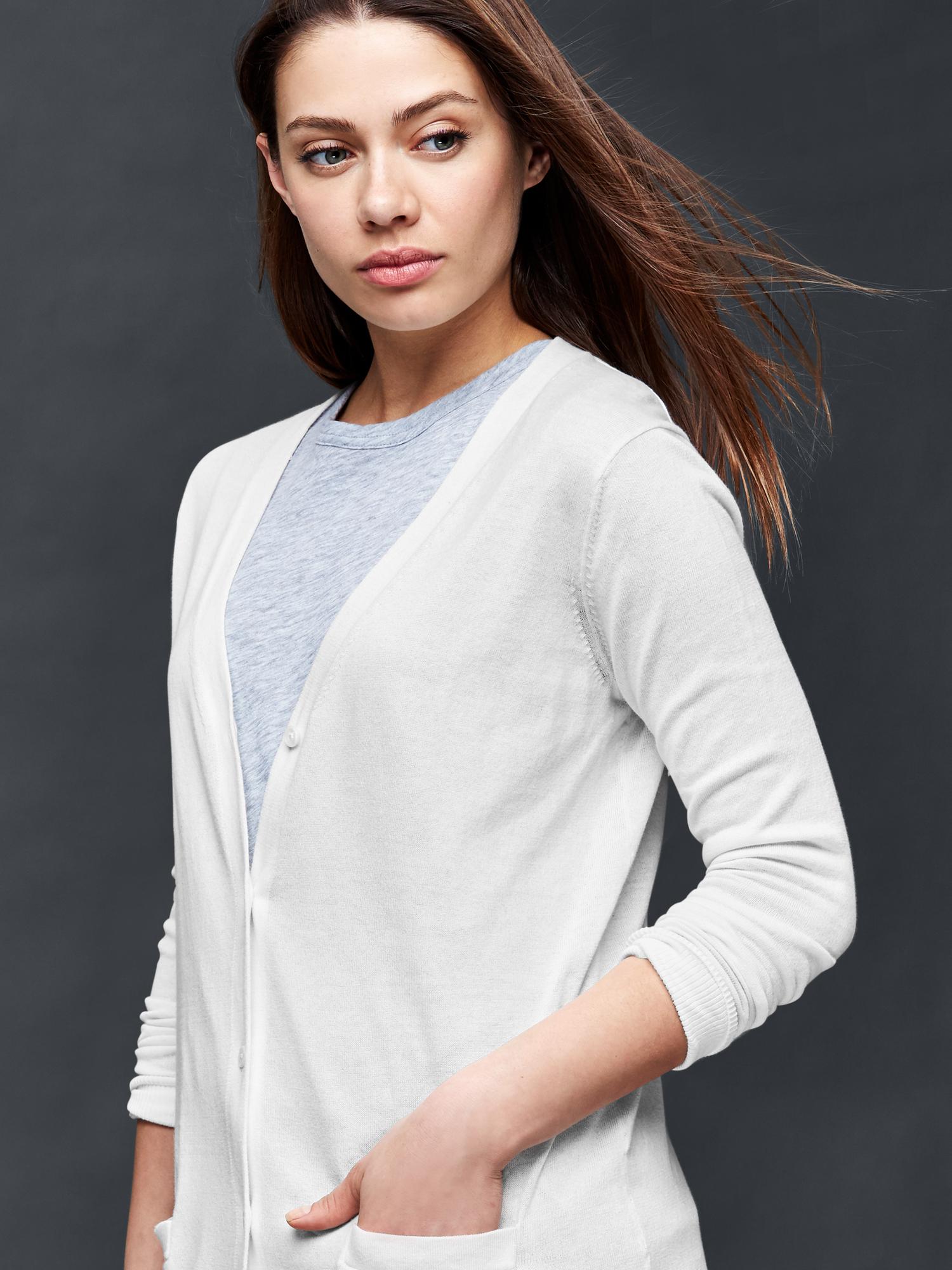 Cotton v cheap neck cardigan