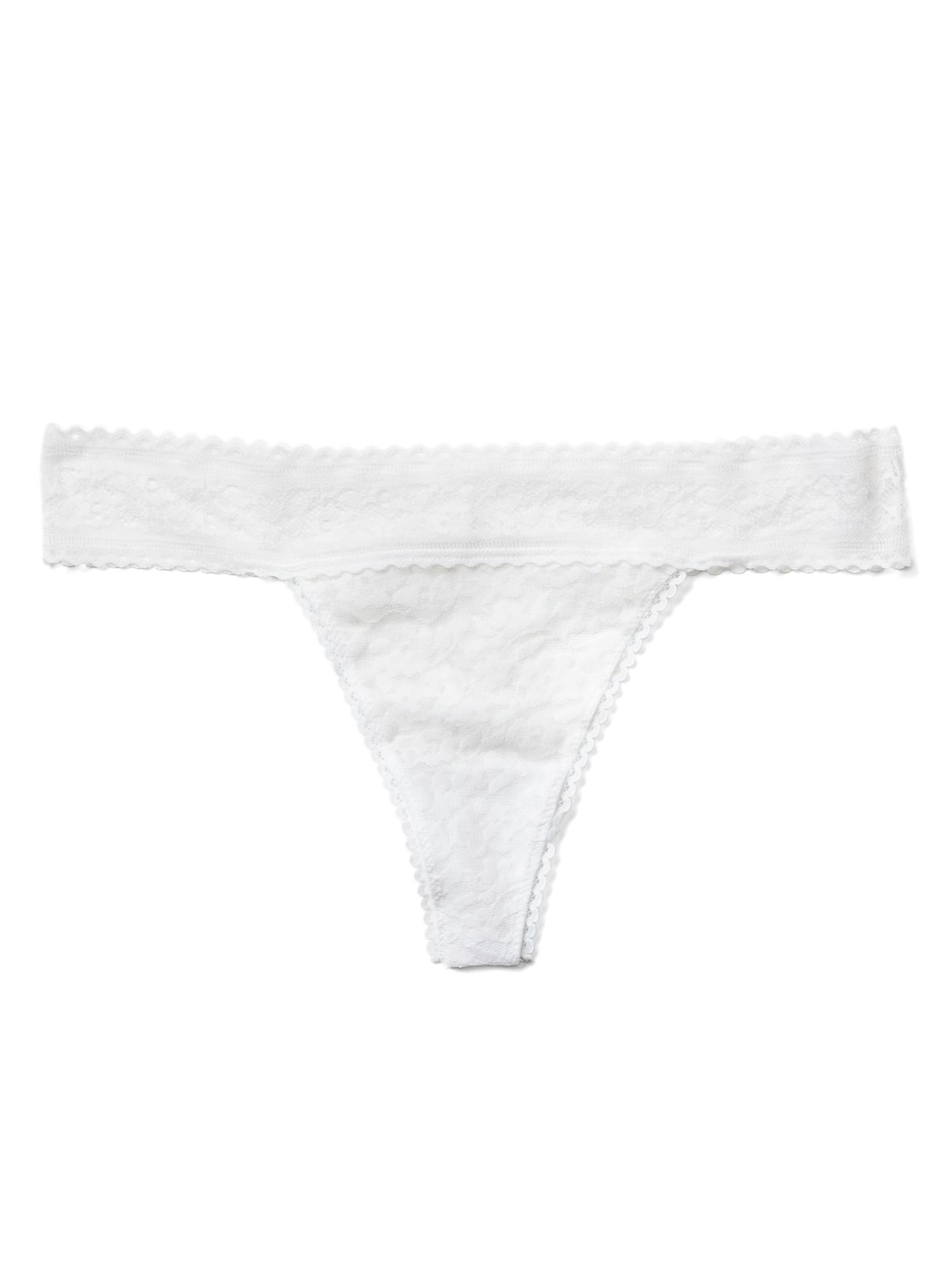 Lacy Line Sexy Lace Ruffled Thong Panties (Small,White)
