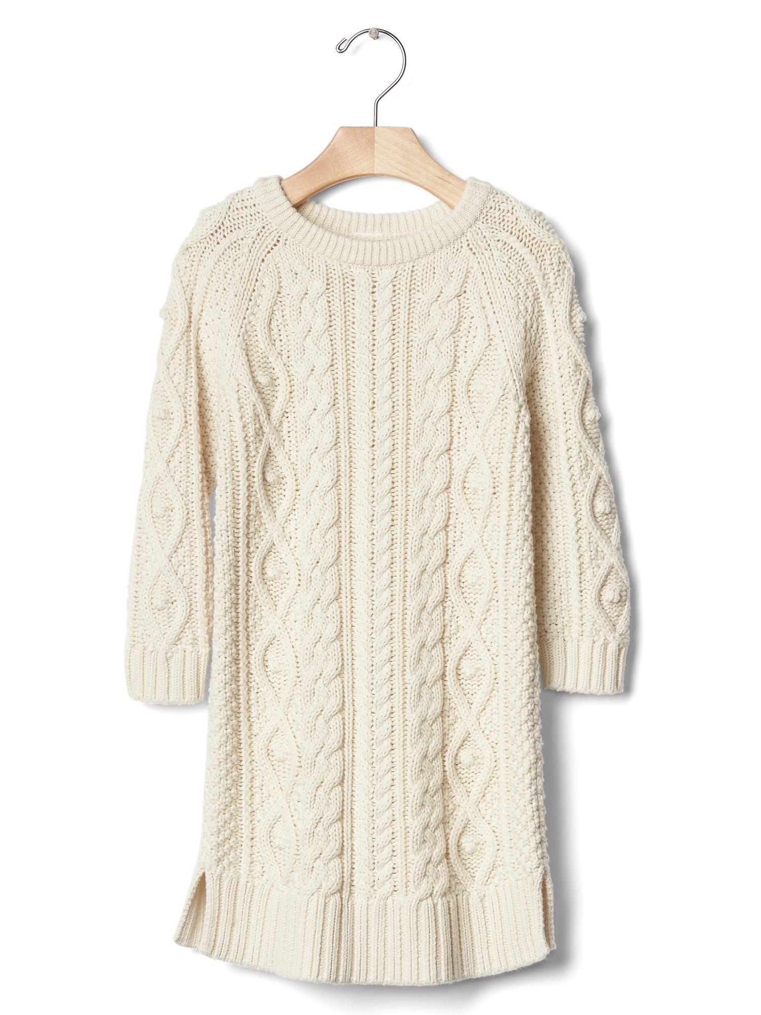 Cream Chunky Cable Knit Sweater Dress