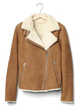 Gap shearling cheap suede coat