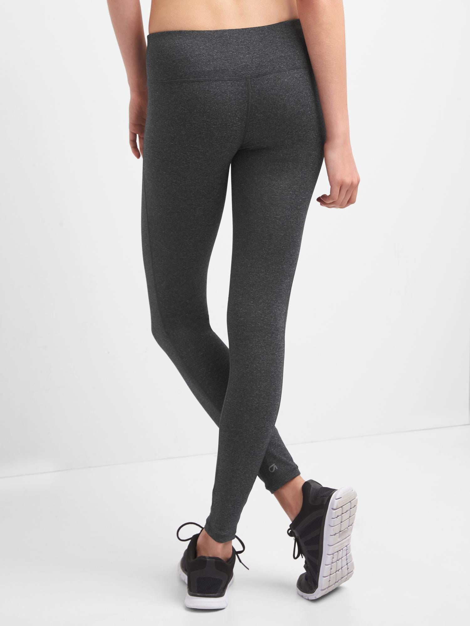 Womens Super Low Rise Fitness Leggings in Heather Grey Cotton