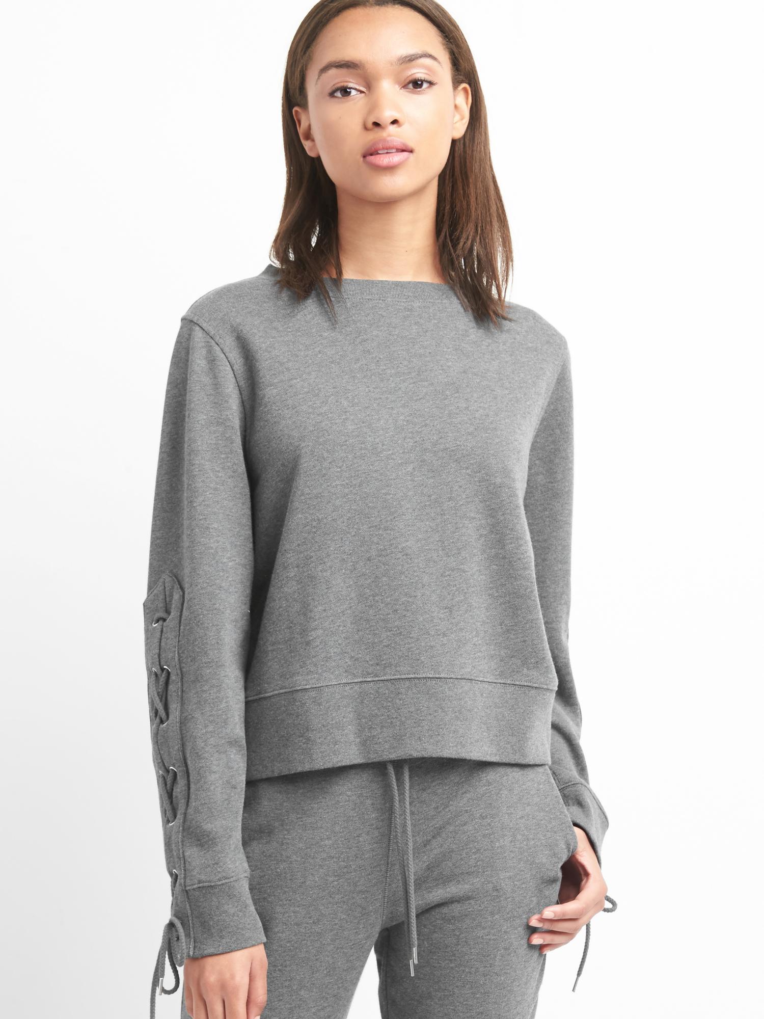 Lace up 2024 sleeve sweatshirt