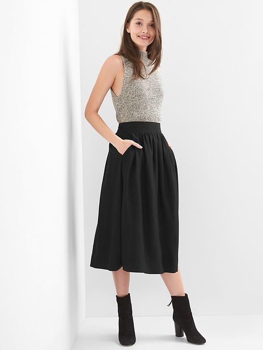 Image number 3 showing, Shirred midi swing skirt