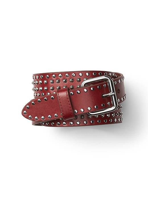 Image number 1 showing, Studded leather belt