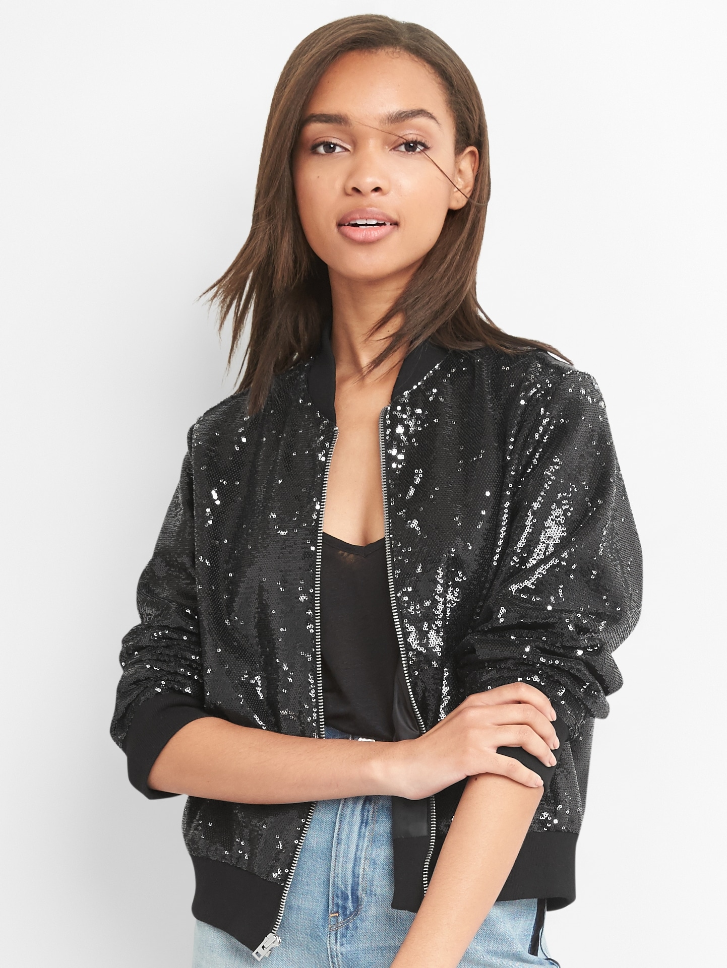 Black bomber on sale jacket gap