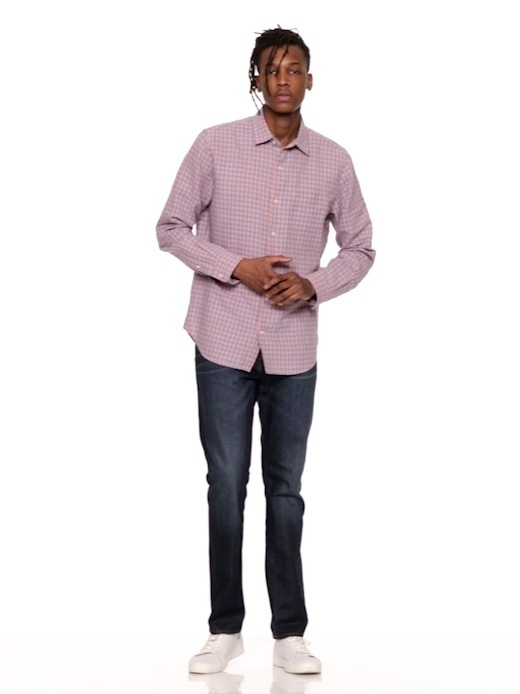 Gap Men Linen Cotton Yarn Dye Standard Fit Shirt