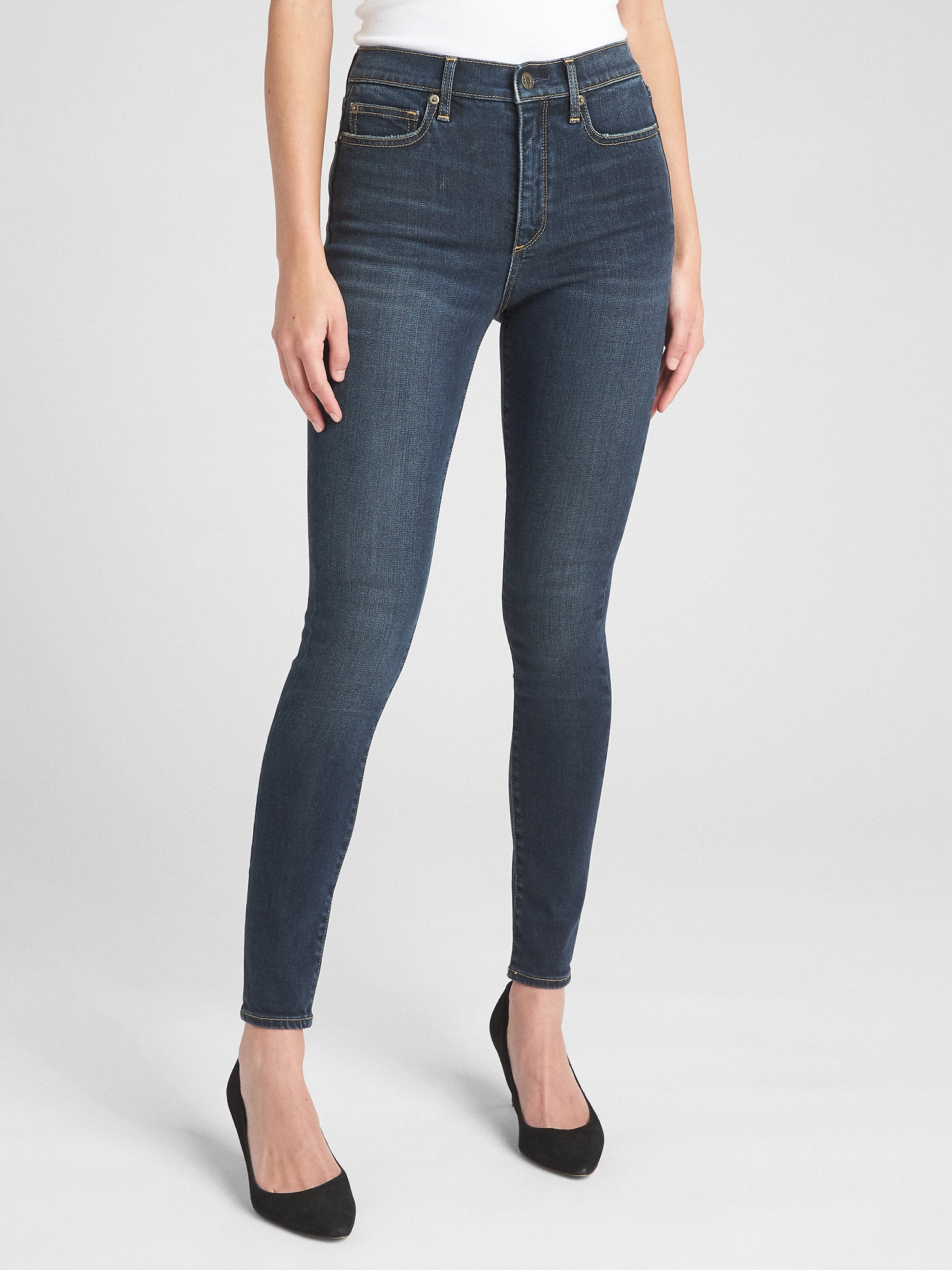 Soft Wear High Rise True Skinny Ankle Jeans with Secret Smoothing Pockets