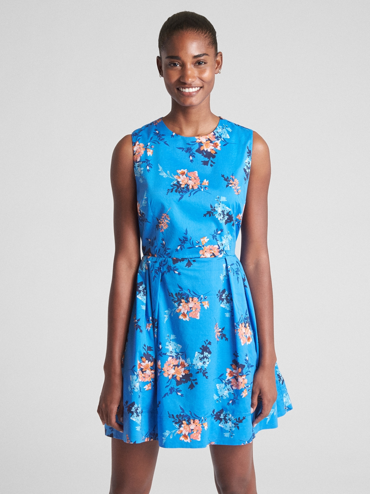 Check print fit-and-flare dress