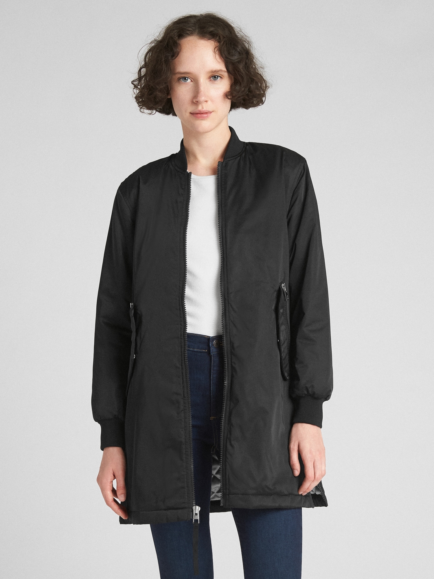 Gap longline hot sale bomber jacket