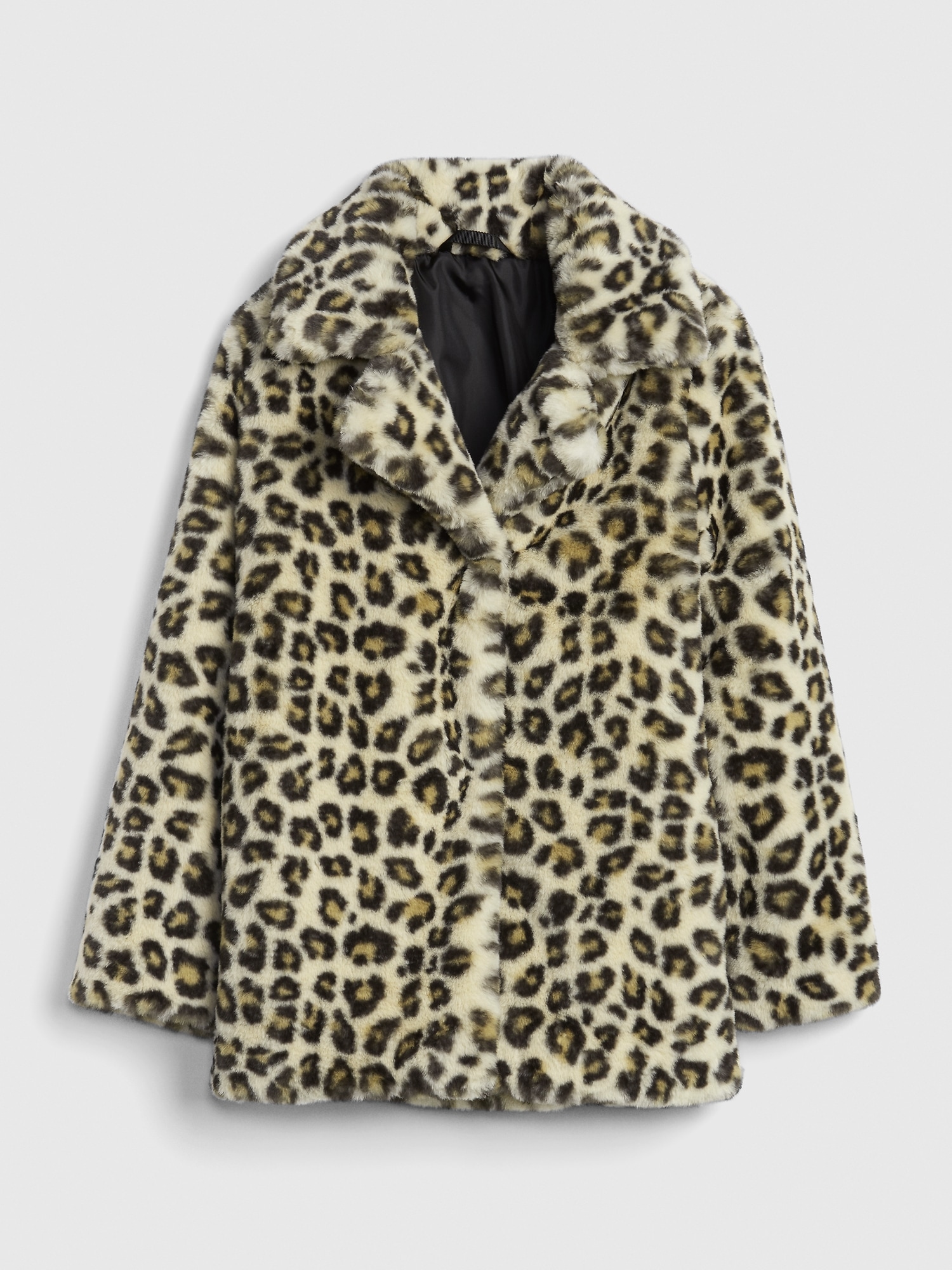 gap leopard faux fur coat