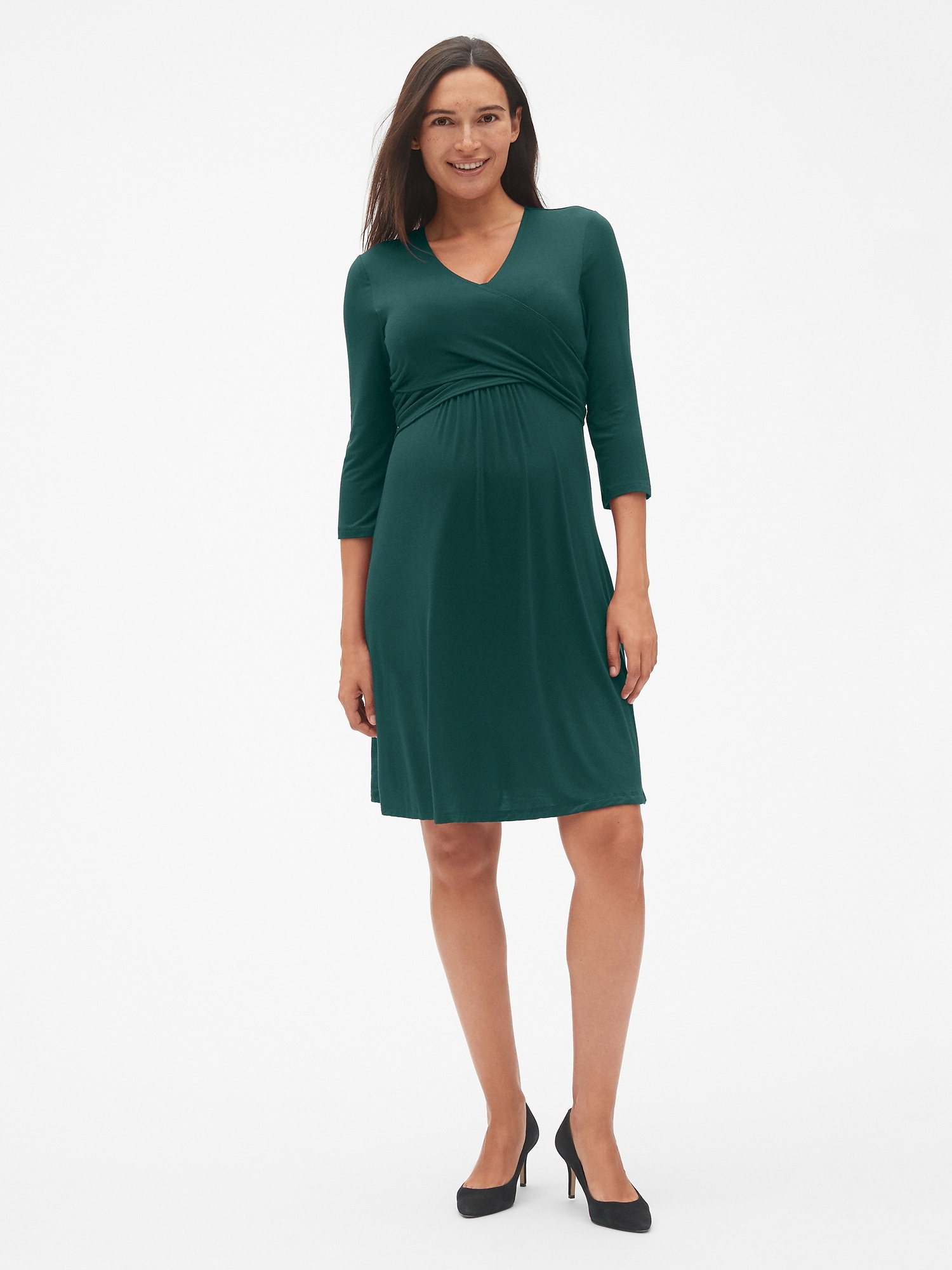 Gap Maternity Crinkle Gauze Wrap Dress green - 659925022