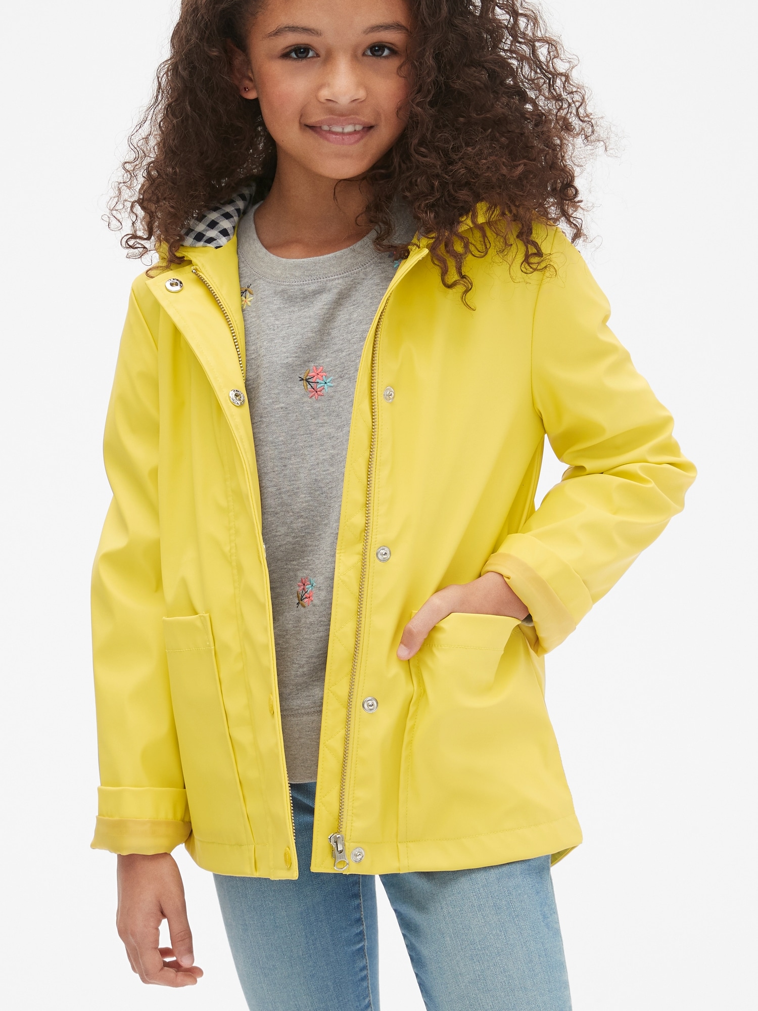  LANSHULAN Women Yellow Raincoat Jacket,Unisex Kids