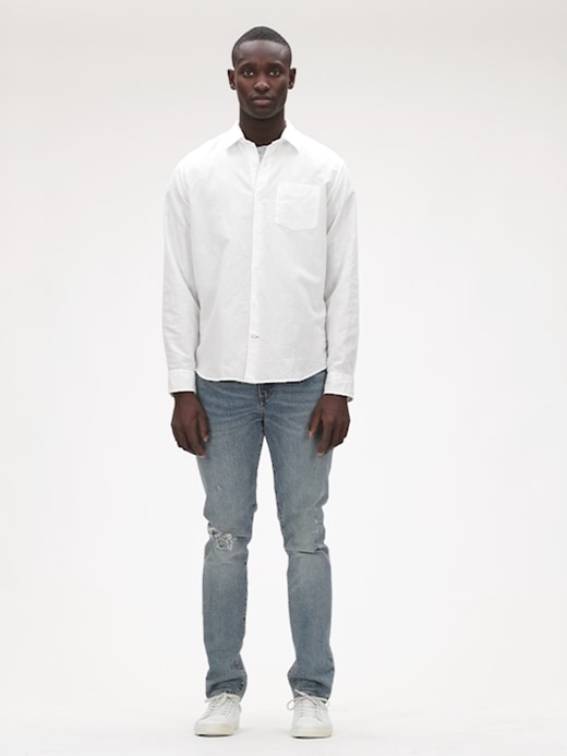 Gap Men Linen Cotton Yarn Dye Standard Fit Shirt