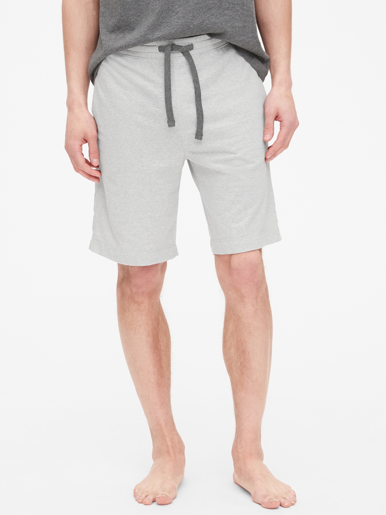 Grey Drawstring Jersey Baseline Shorts