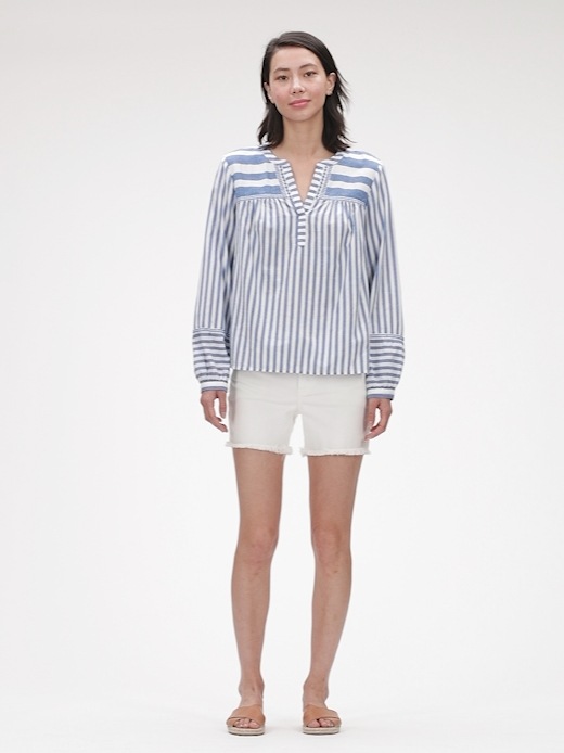 Striped Side Split Longline Blouse