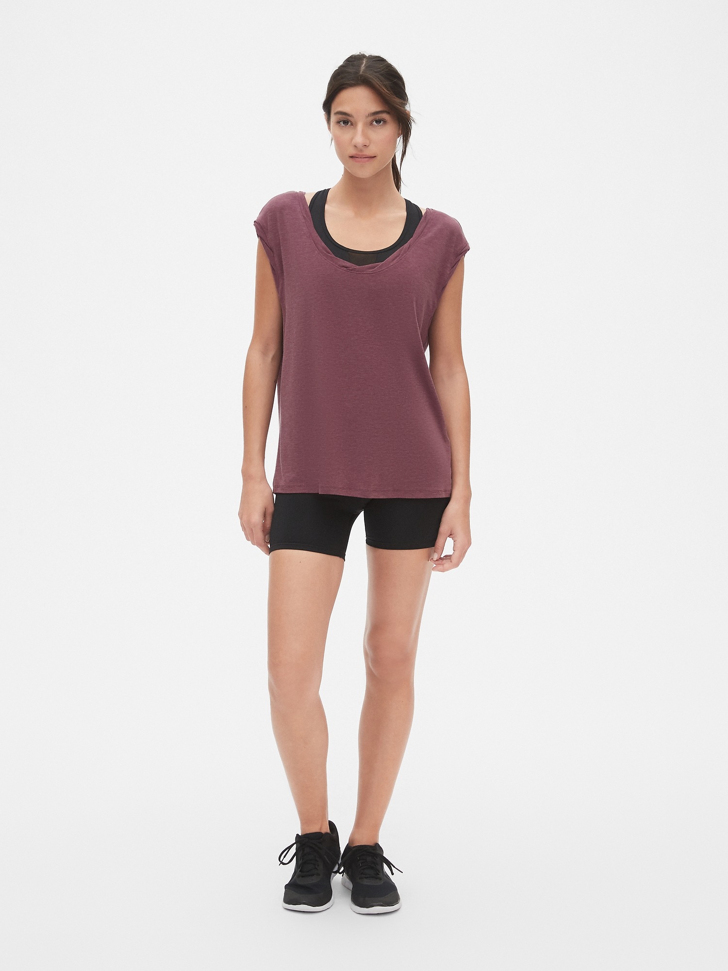 GapFit Breathe Open Back Twist T- Shirt Heather Grey Size XL - $25 New With  Tags - From Annerys