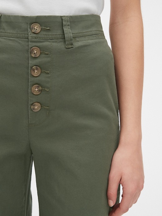 High Rise Button-Fly Wide-Leg Chinos