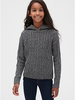 Kids Cable-Knit Hoodie Sweater