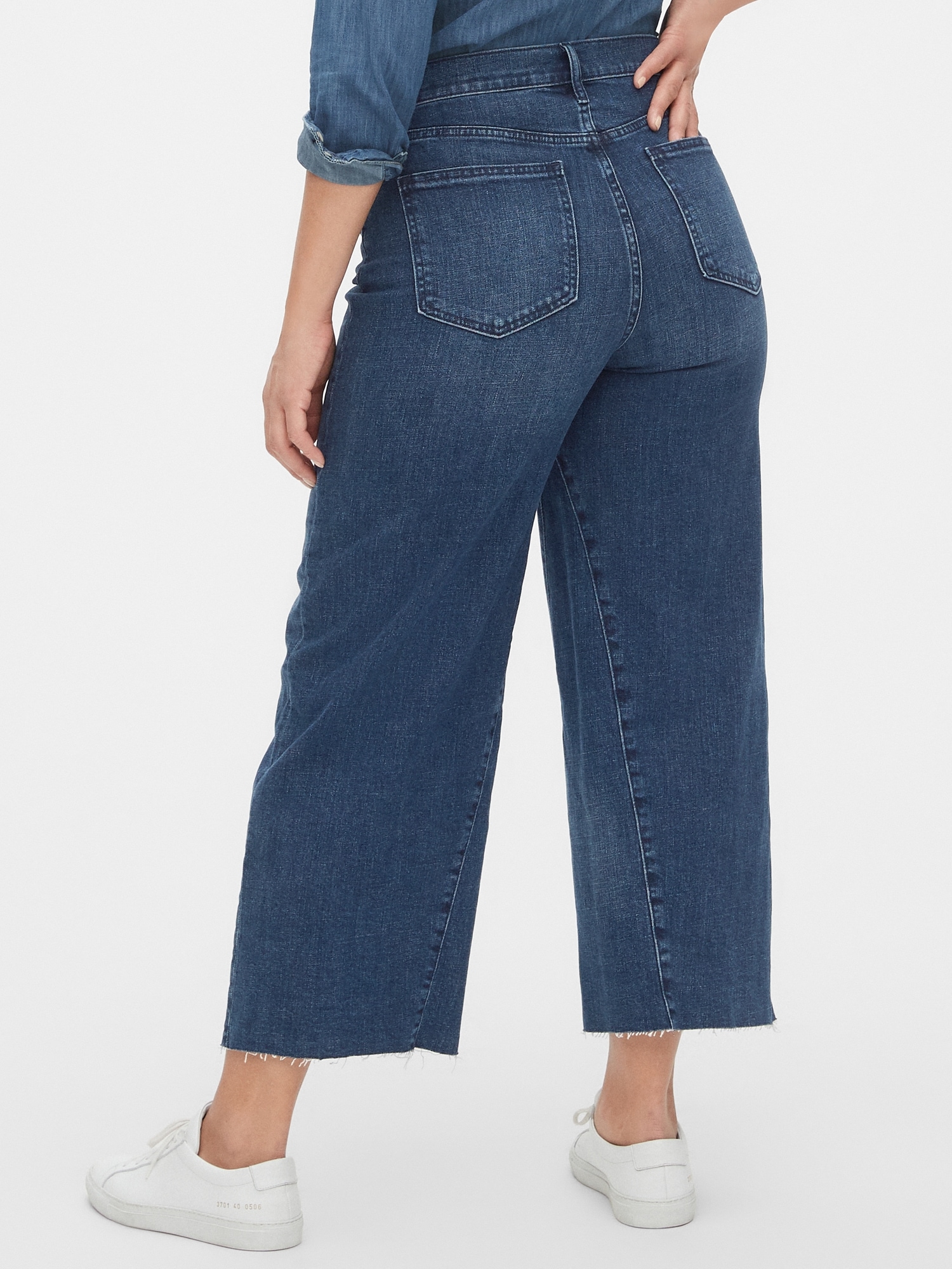 High Rise Wide-Leg Crop Jeans with Secret Smoothing Pockets