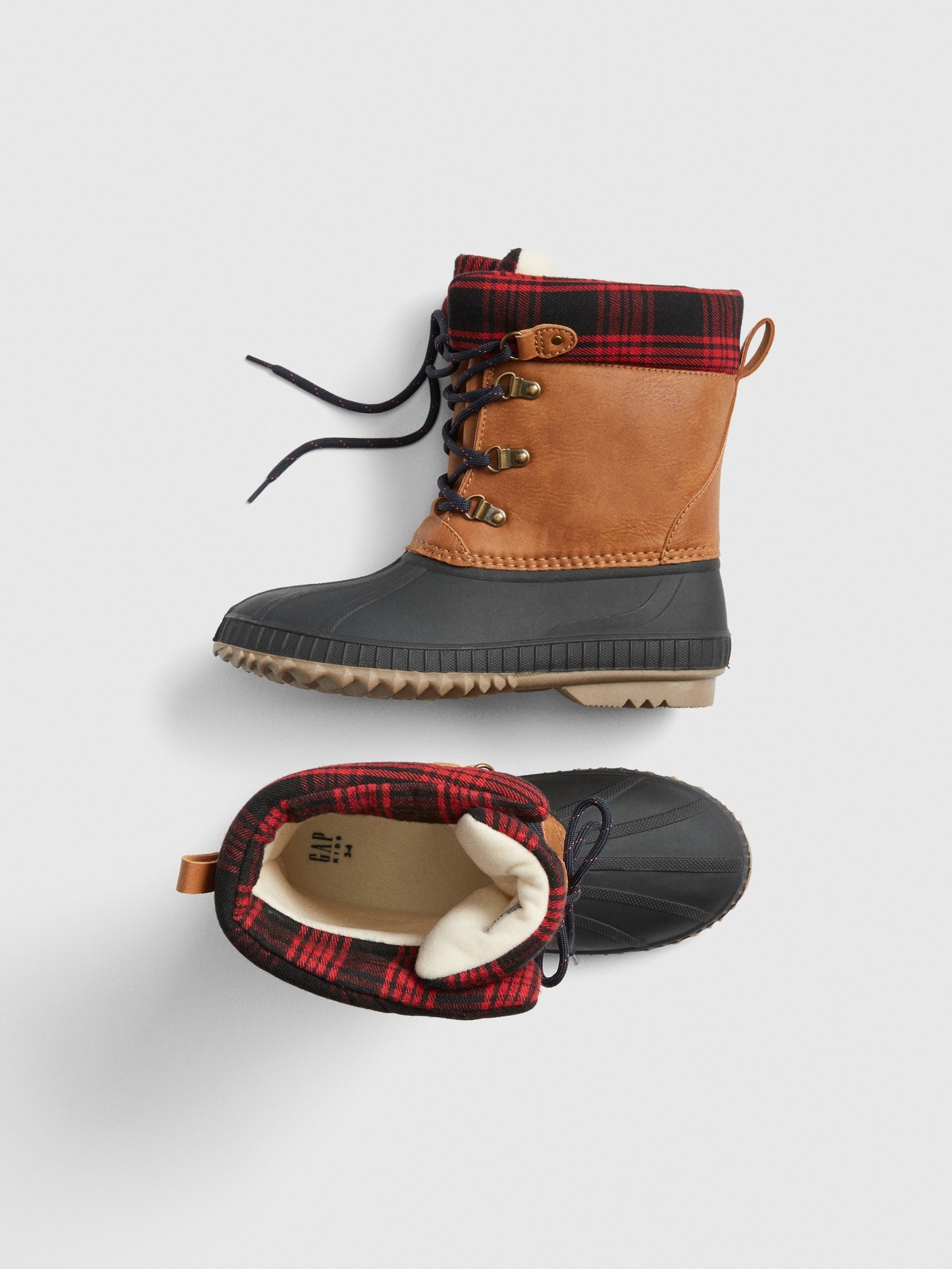 duck boots with plaid