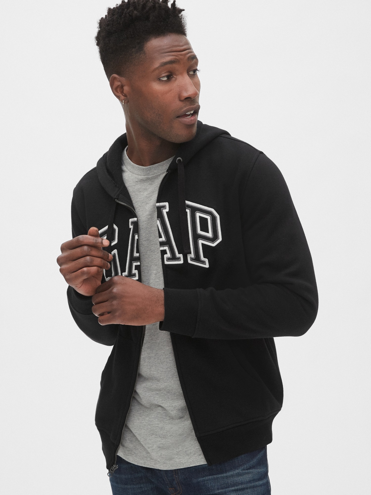 gap logo zip hoodie