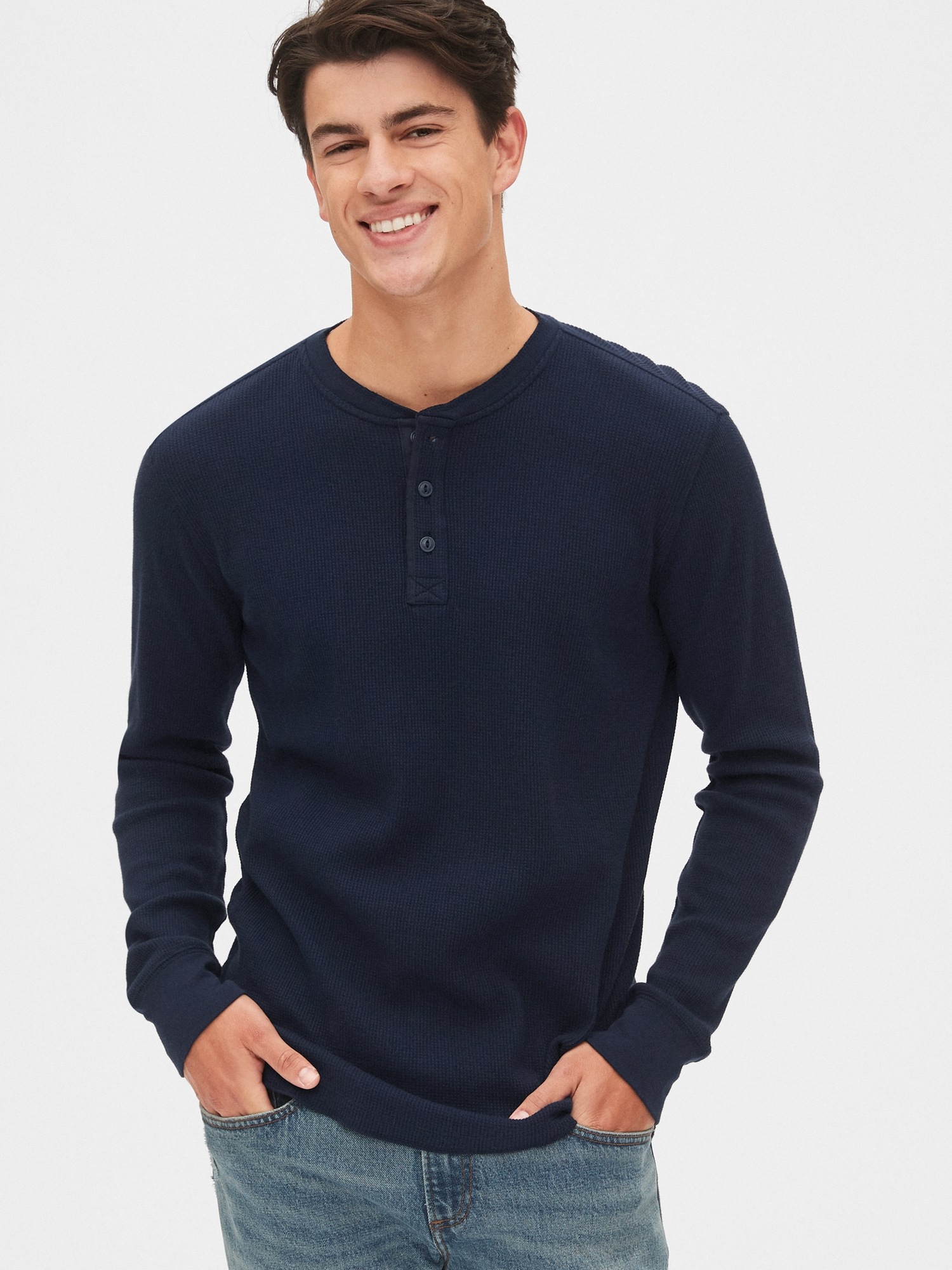 gap waffle henley