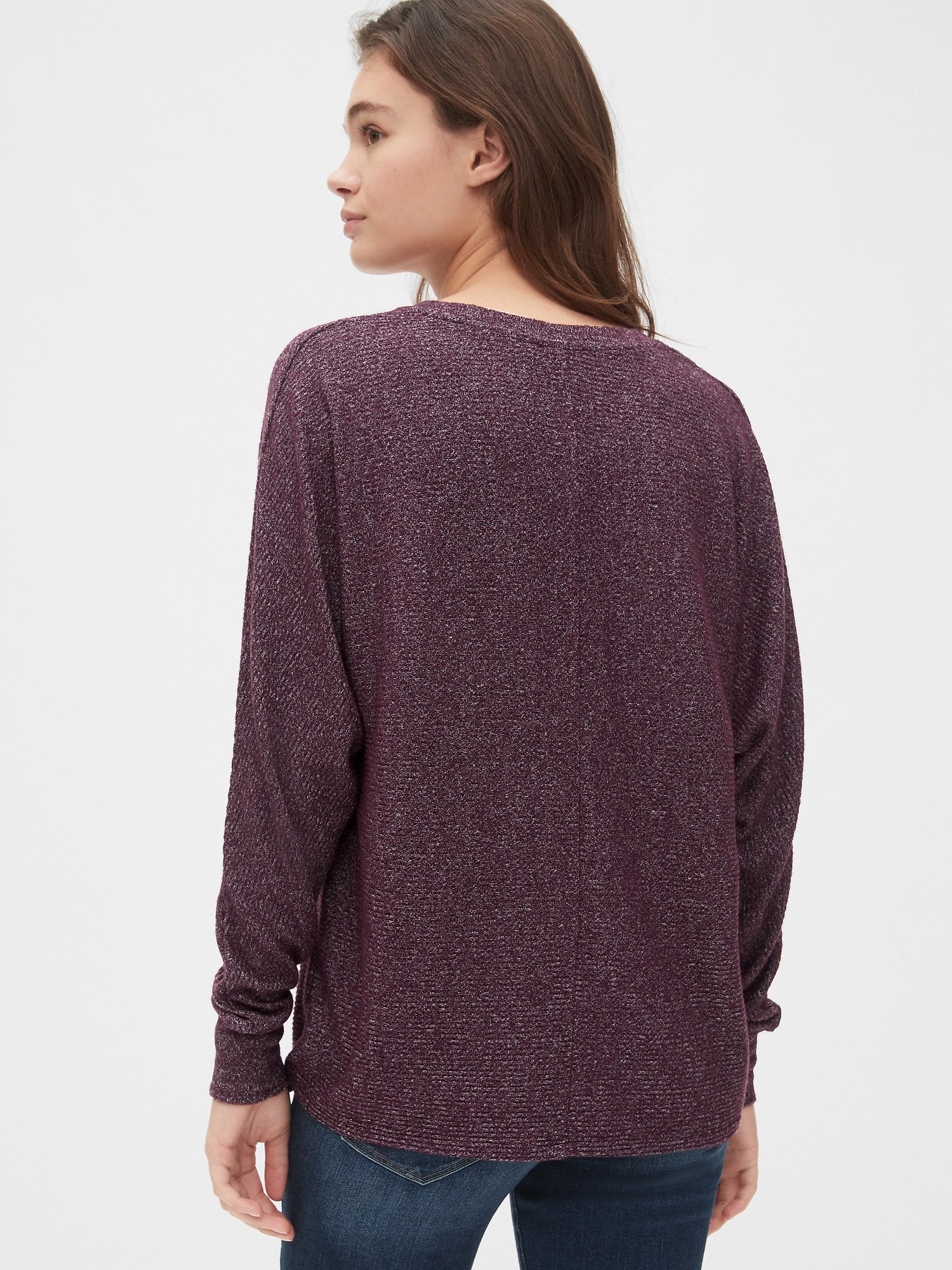 Horizontal ribbed hotsell dolman sleeve sweater