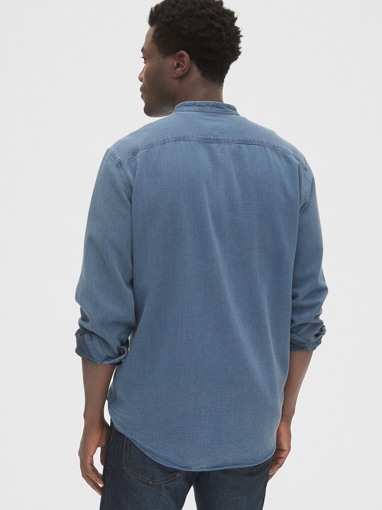 Textured Band Collar Shirt | Gap