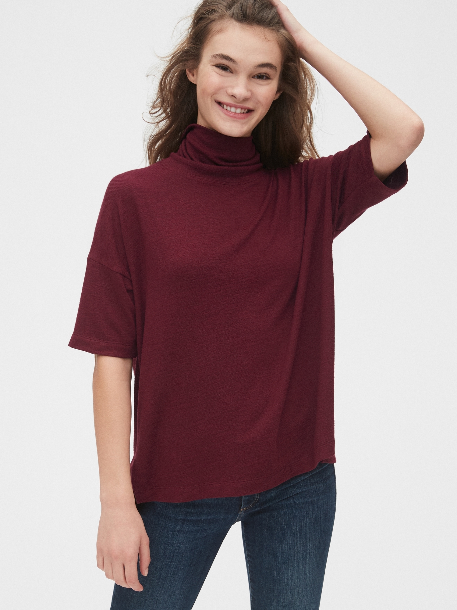 Elbow sleeve outlet turtleneck sweater