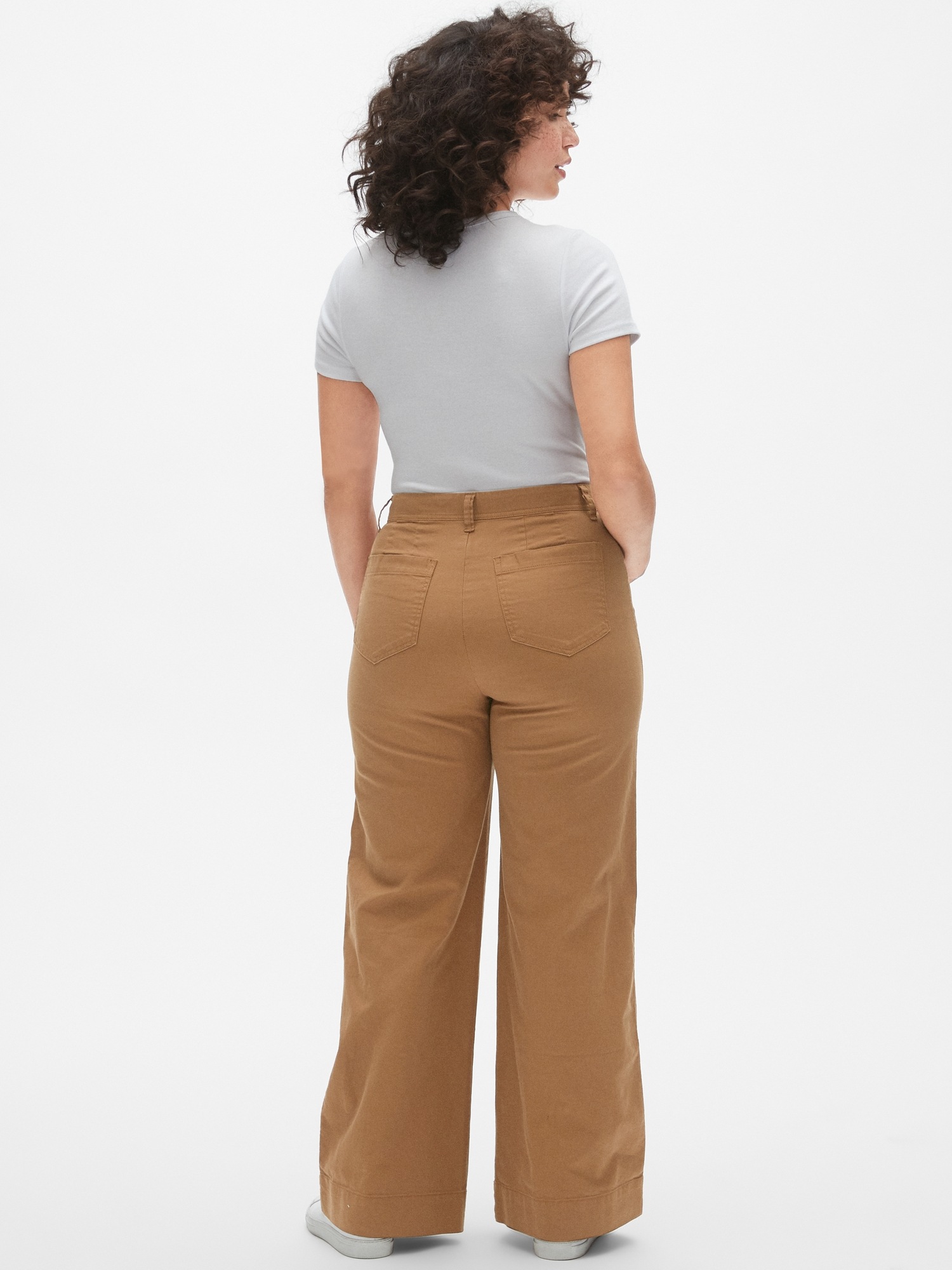 High Rise Button-Fly Wide-Leg Chinos
