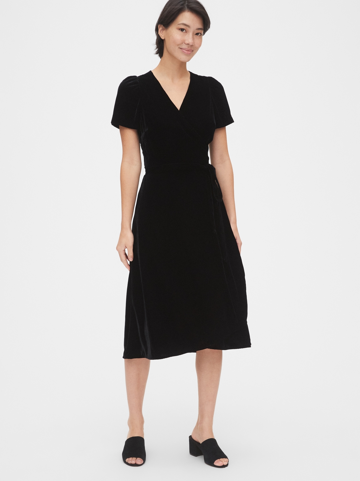 gap black wrap dress