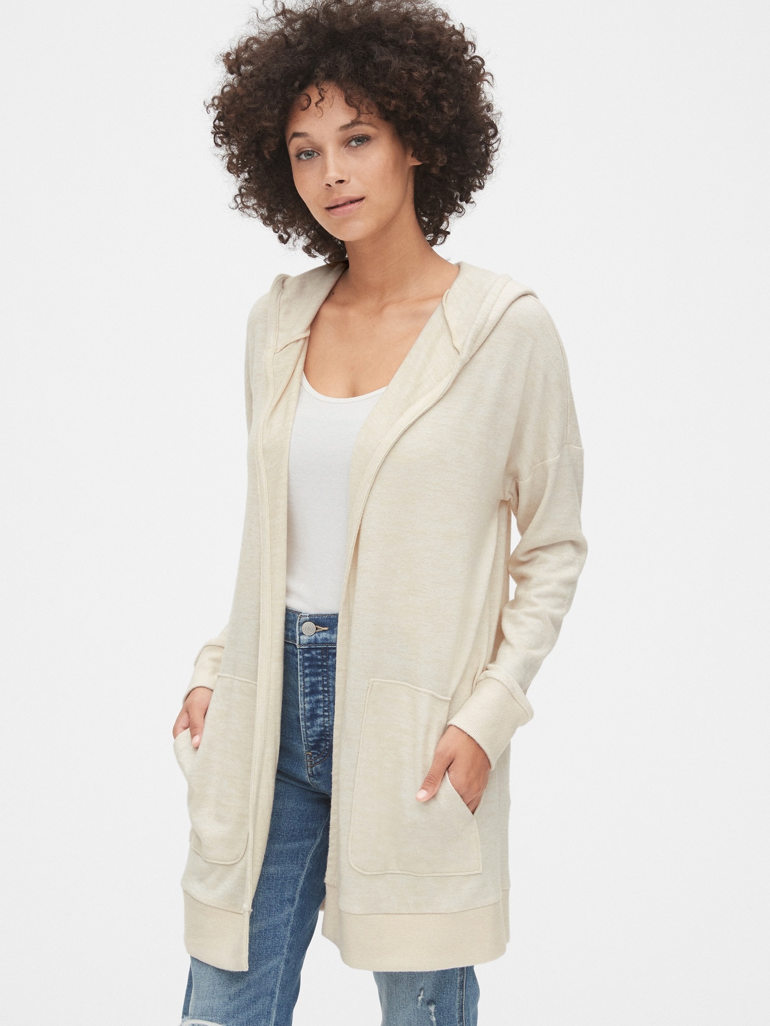 Softspun Longline Hooded Cardigan | Gap