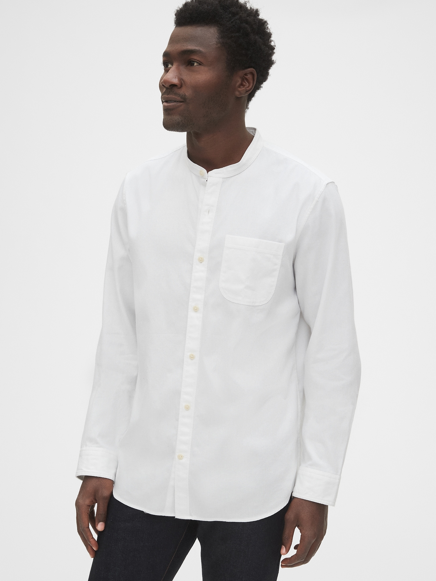 Textured Band Collar Shirt | Gap