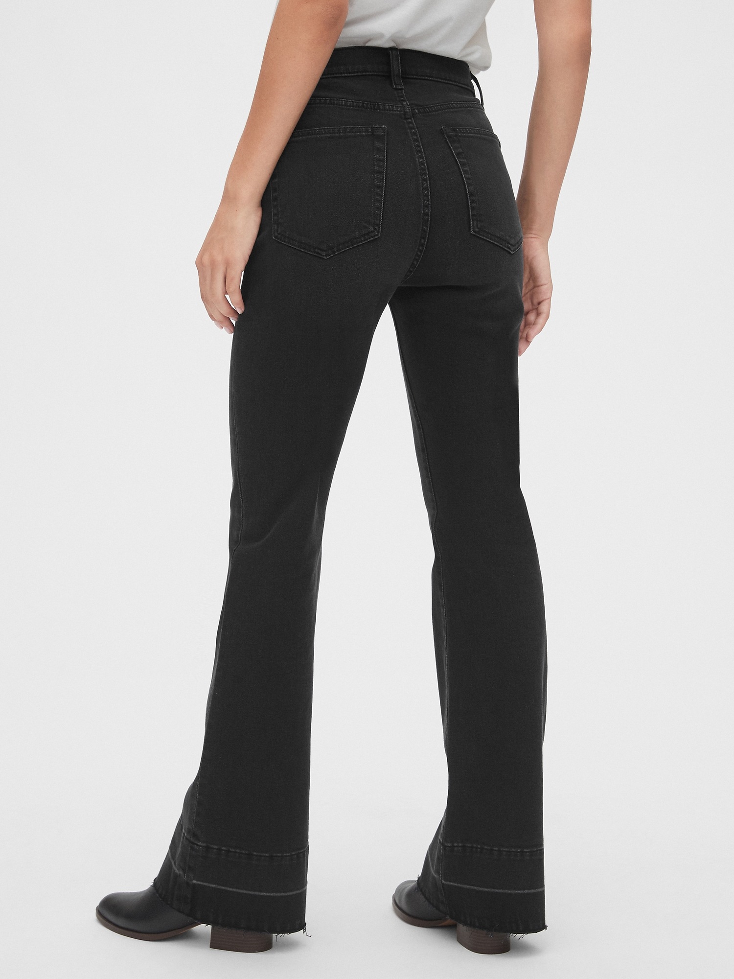 Risen Button Fly Black Flare Jeans