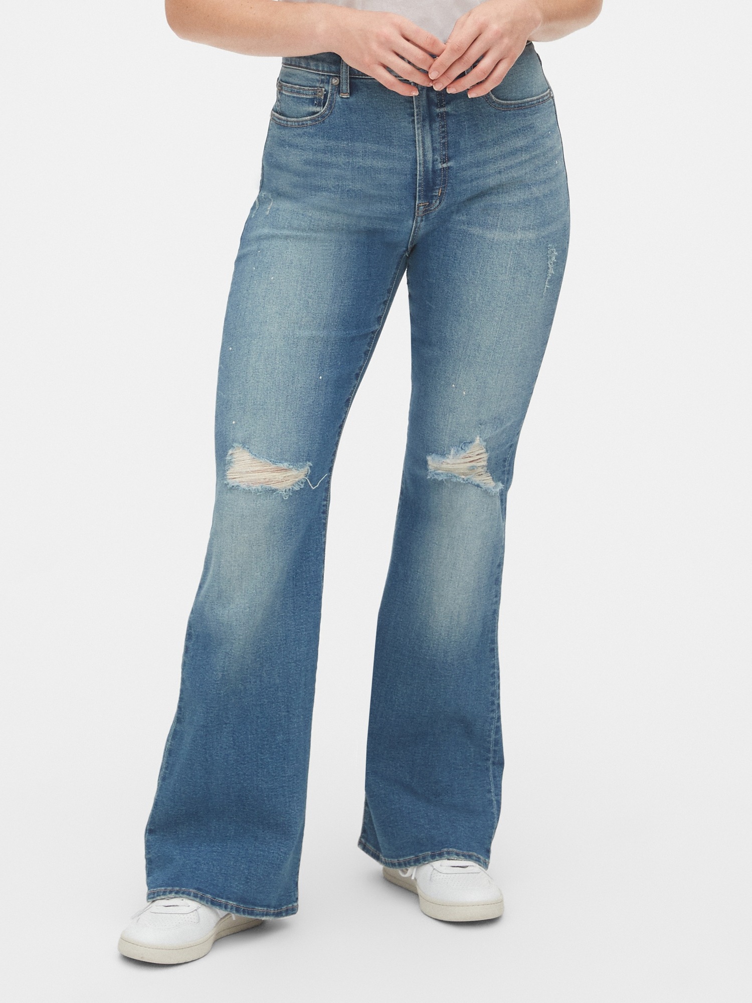 distressed flare jeans