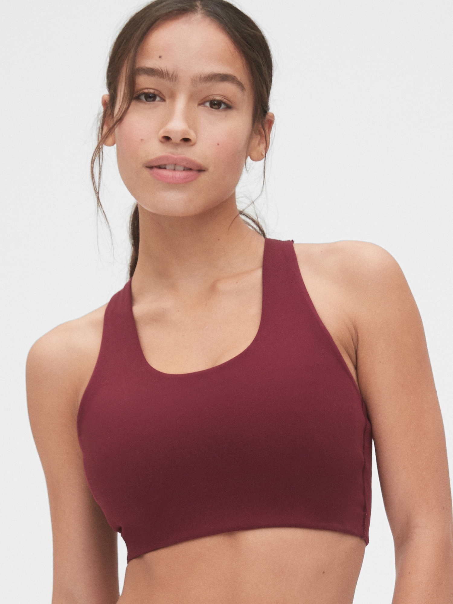 Longline Sports Bra – Solid  Scoop Neck Line High Impact Dry Fit
