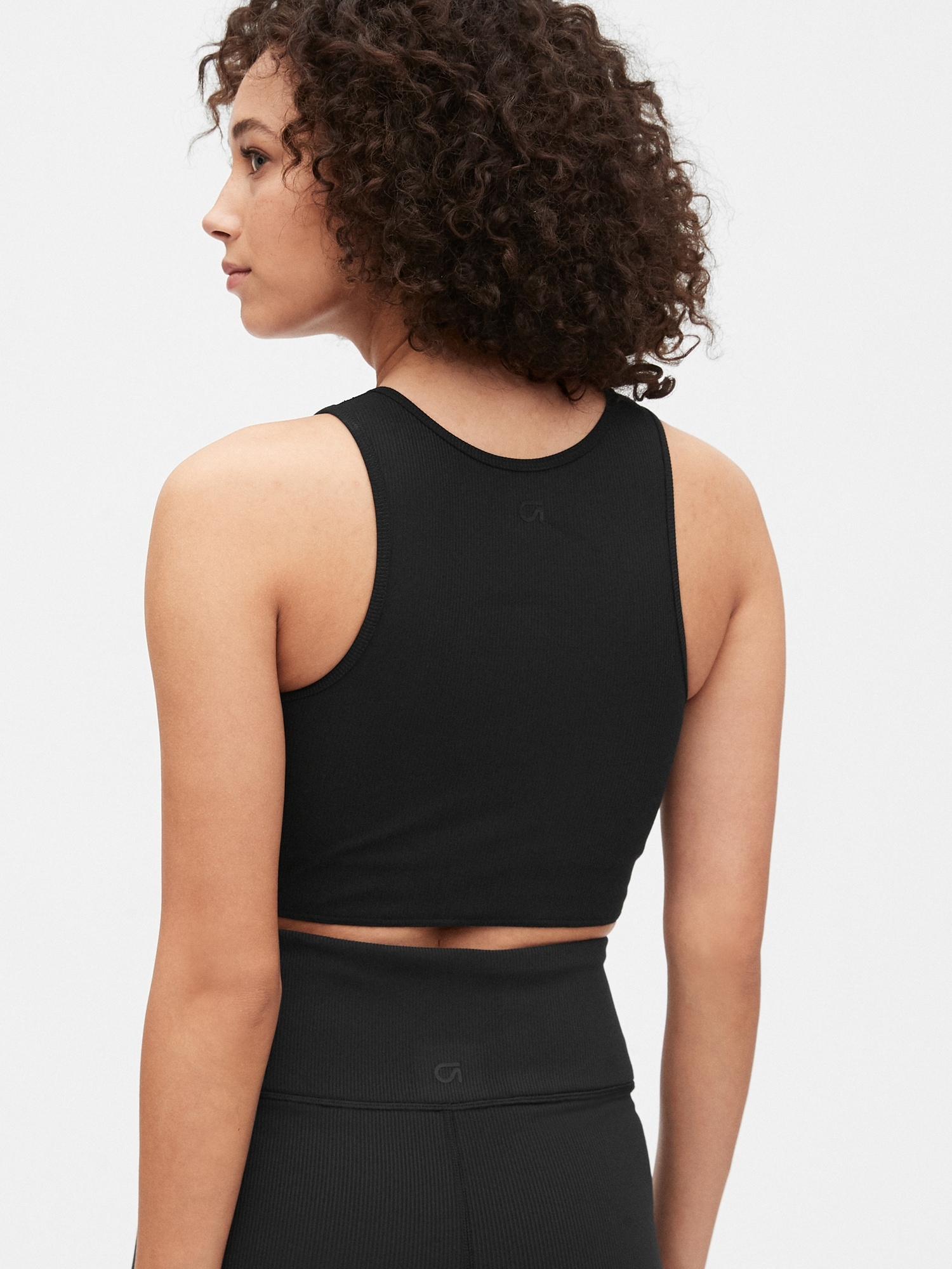 GapFit Ribbed Blackout Twist-Knot Cropped Sports Bra