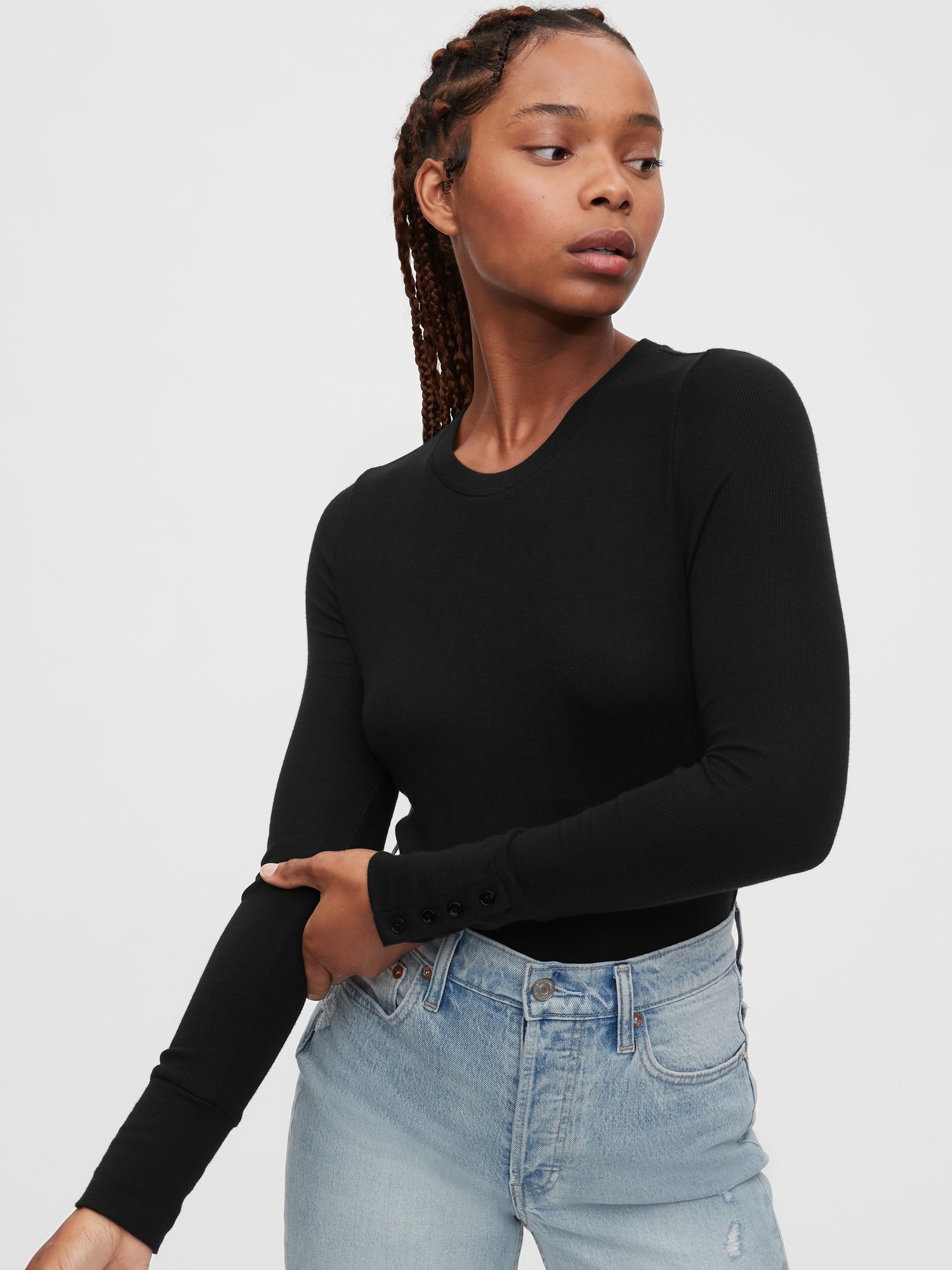 Cozy Ribbed Button-Cuff Shirt