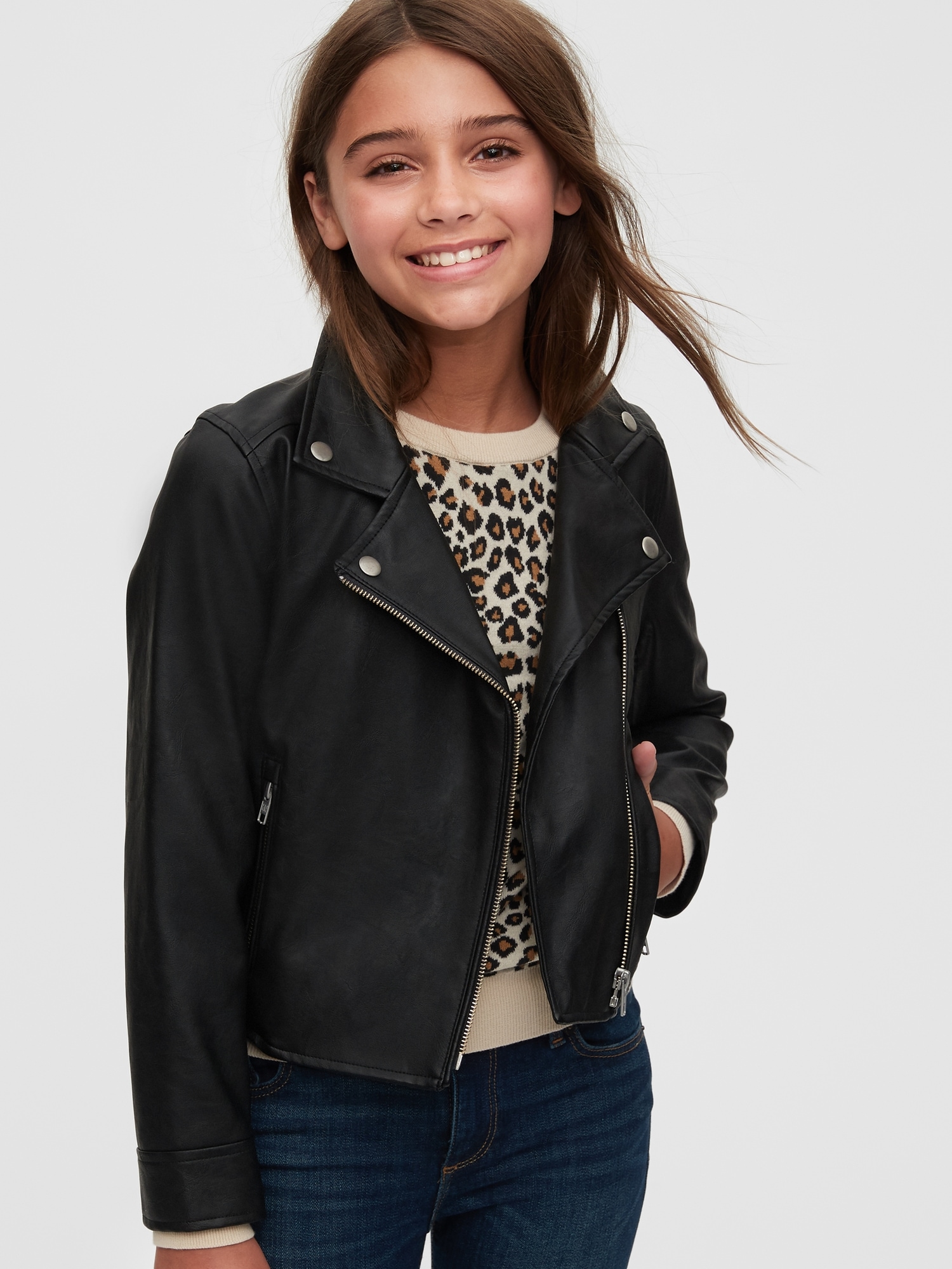 Kids Faux Leather Moto Jacket Gap