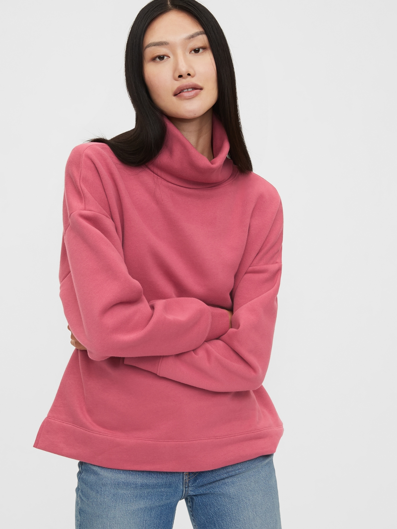 Pink deals turtleneck sweatshirt