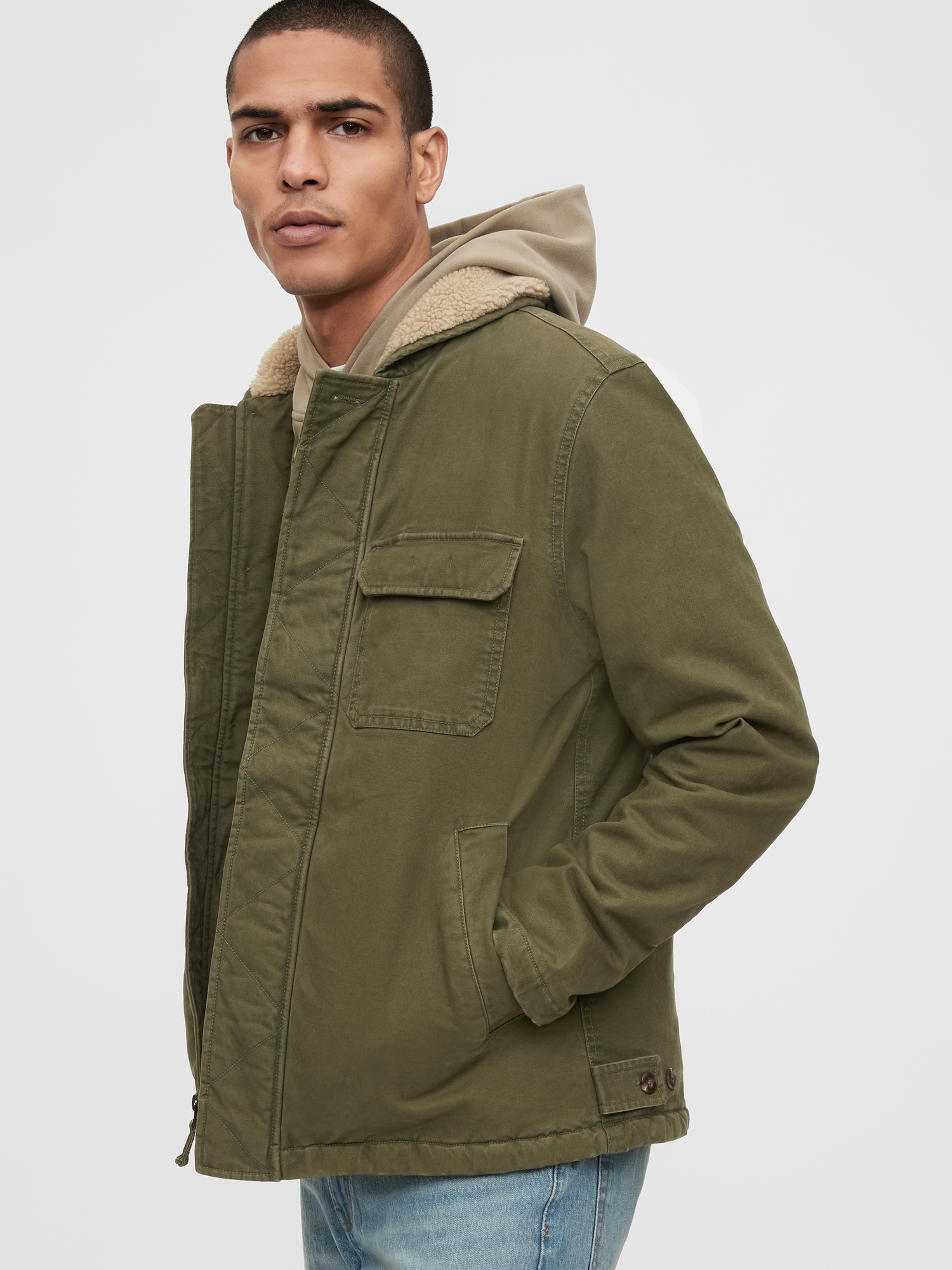 Khaki 2024 sherpa jacket