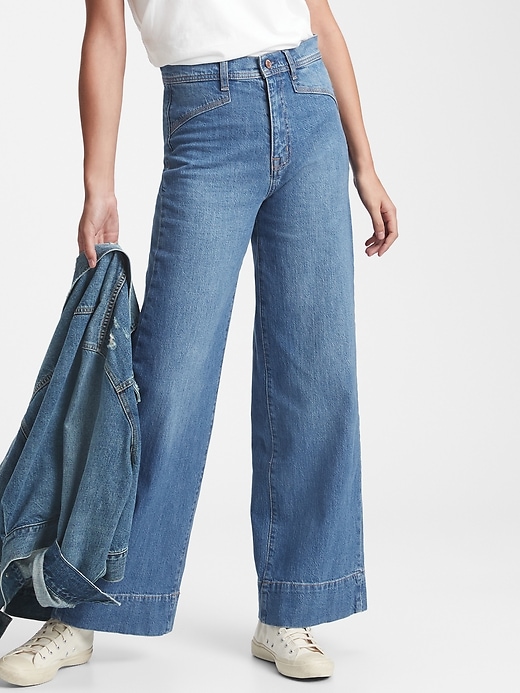 Sky High Wide-Leg Jeans With Washwell™  Wide leg jeans, Gap jeans women,  High rise black jeans