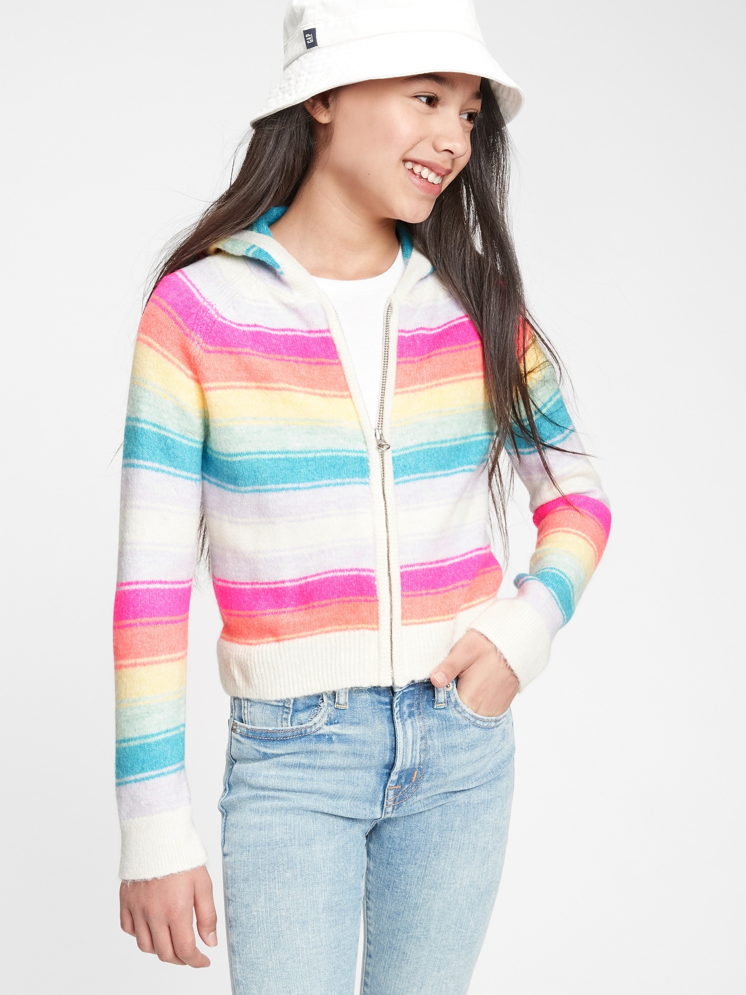 Hoodie with shop rainbow stripe