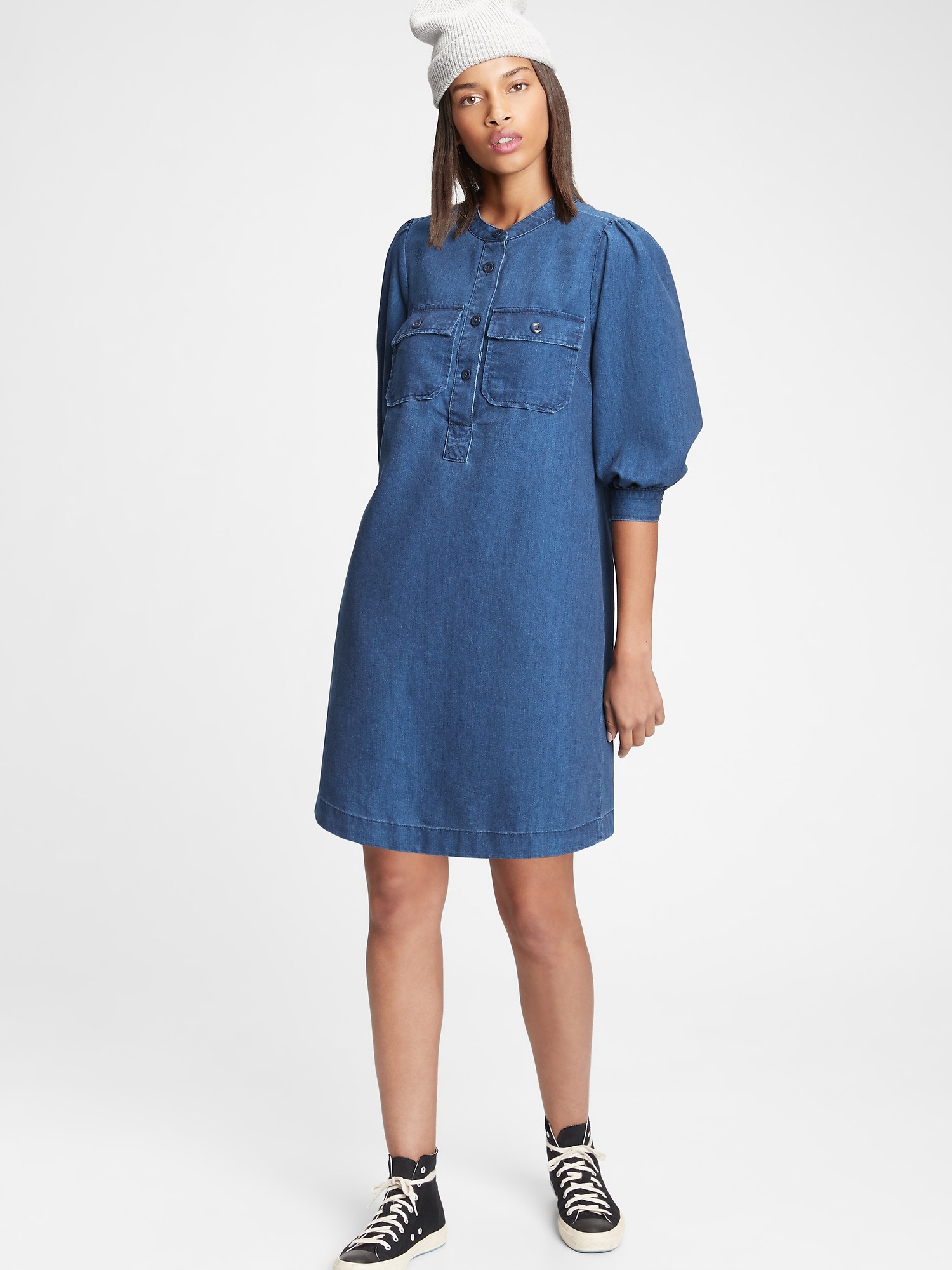 Denim utility shop dress