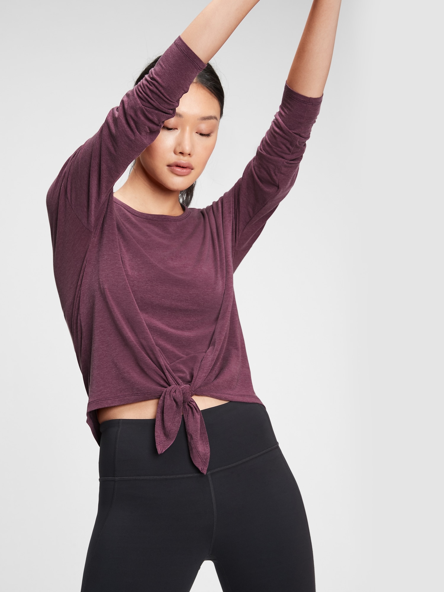 GapFit Breathe Hi-Low Tie Front Top