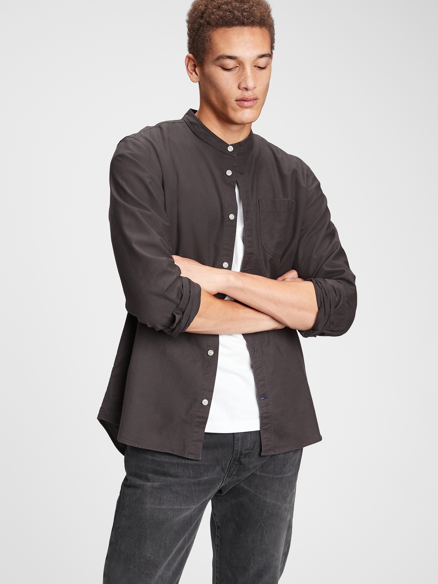 Oxford Band-Collar Shirt | Gap